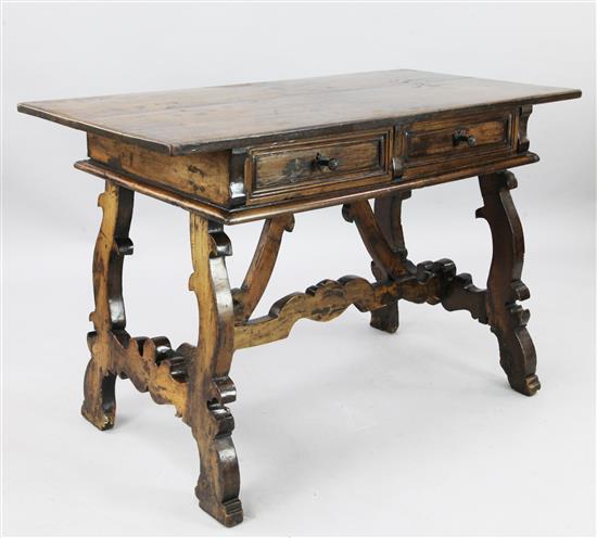A 17th century Spanish walnut side table, W.4ft 1in. D.2ft 2in. H.2ft 8in.